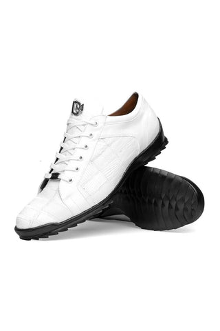 Marco Di Milano Bari White Genuine Patchwork Lizard Skin Sneakers (MDM1142)