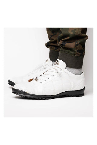 Marco Di Milano Bari White Genuine Patchwork Lizard Skin Sneakers (MDM1142)