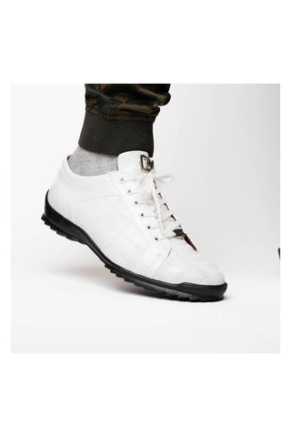 Marco Di Milano Bari White Genuine Patchwork Lizard Skin Sneakers (MDM1142)