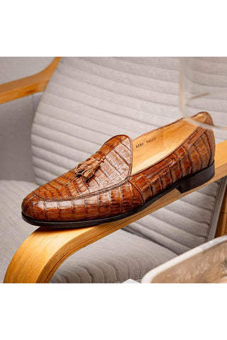 Marco Di Milano Bianchi Bay Apache Caiman Crocodile Tassels Loafers (MDM1197)