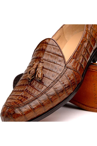 Marco Di Milano Bianchi Bay Apache Exotic Caiman Crocodile Tassels Loafers (MDM1197)