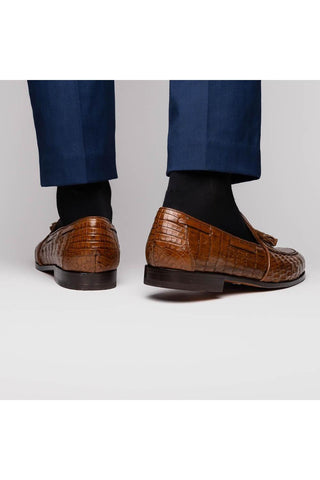 Marco Di Milano Bianchi Bay Apache Exotic Caiman Crocodile Tassels Loafers (MDM1197)