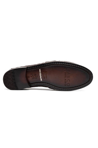 Marco Di Milano Bianchi Brown Caiman Crocodile Tassels Loafers (MDM1197)