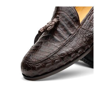 Marco Di Milano Bianchi Men's Shoes Exotic Caiman Crocodile Tassels Loafers (MDM1197)-AmbrogioShoes