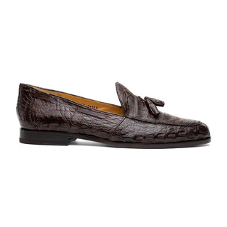 Marco Di Milano Bianchi Men's Shoes Exotic Caiman Crocodile Tassels Loafers (MDM1197)-AmbrogioShoes