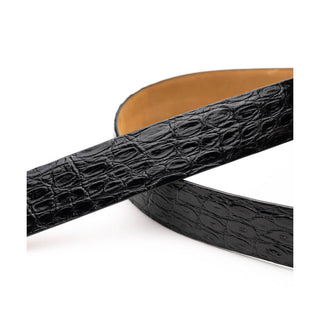 Marco Di Milano Black Genuine Exotic Caiman Crocodile Men's Belts (MDMB1011)-AmbrogioShoes