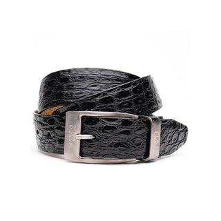 Marco Di Milano Black Genuine Exotic Caiman Crocodile Men's Belts (MDMB1011)-AmbrogioShoes