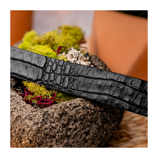Marco Di Milano Black Genuine Exotic Crocodile Men's Belts (MDMB1018)-AmbrogioShoes
