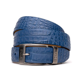 Marco Di Milano Blue Genuine Exotic Crocodile Men's Belts (MDMB1019)-AmbrogioShoes