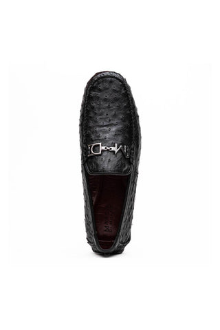 Marco Di Milano Bolonia Black Exotic Ostrich Horse-Bit Driver Loafer (MDM1205)