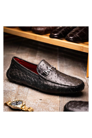 Marco Di Milano Bolonia Black Ostrich Horse-Bit Driver Loafer (MDM1205)
