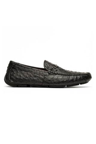 Marco Di Milano Bolonia Black Ostrich Horse-Bit Driver Loafer (MDM1205)