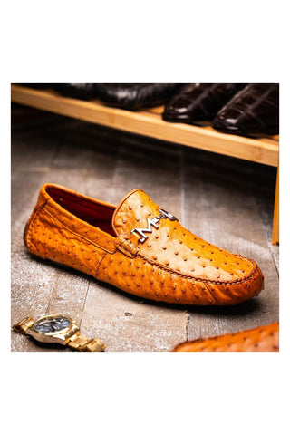 Marco Di Milano Bolonia Brandy Exotic Ostrich Horse-Bit Driver Loafer (MDM1205)