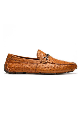 Marco Di Milano Bolonia Brandy Exotic Ostrich Horse-Bit Driver Loafer (MDM1205)