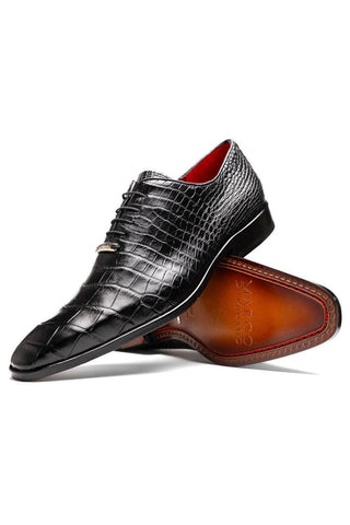 Marco Di Milano Bono Black Genuine Alligator Whole-Cut Oxfords (MDM1183)
