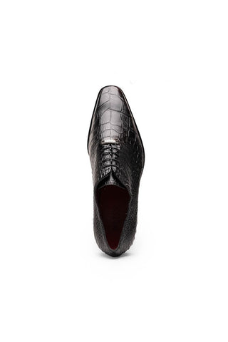 Marco Di Milano Bono Black Genuine Alligator Whole-Cut Oxfords (MDM1183)