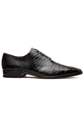 Marco Di Milano Bono Black Genuine Alligator Whole-Cut Oxfords (MDM1183)