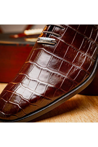 Marco Di Milano Bono Brown Genuine Alligator Whole-Cut Oxfords (MDM1183)