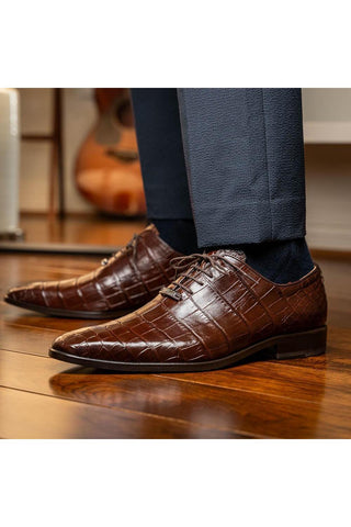Marco Di Milano Bono Brown Genuine Alligator Whole-Cut Oxfords (MDM1183)