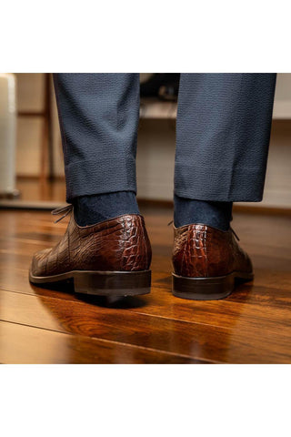 Marco Di Milano Bono Brown Genuine Alligator Whole-Cut Oxfords (MDM1183)