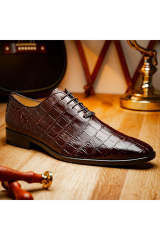 Marco Di Milano Bono Brown Genuine Alligator Whole-Cut Oxfords (MDM1183)