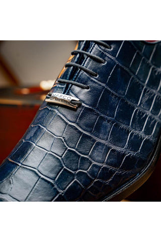 Marco Di Milano Bono Navy Genuine Alligator Whole-Cut Oxfords (MDM1183)