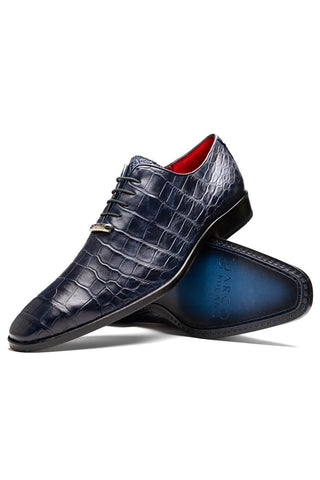 Marco Di Milano Bono Navy Genuine Alligator Whole-Cut Oxfords (MDM1183)