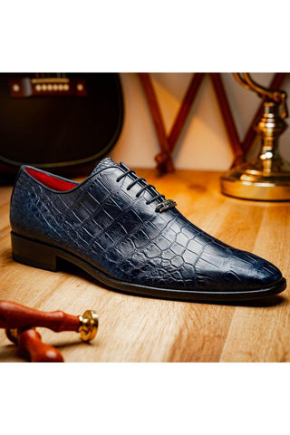 Marco Di Milano Bono Navy Genuine Alligator Whole-Cut Oxfords (MDM1183)