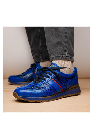 Marco Di Milano Brescia Blue Genuine Snake Skin / Calf-Skin Leather Sneakers (MDM1124)