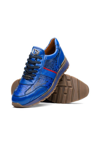 Marco Di Milano Brescia Blue Genuine Snake Skin / Calf-Skin Leather Sneakers (MDM1124)