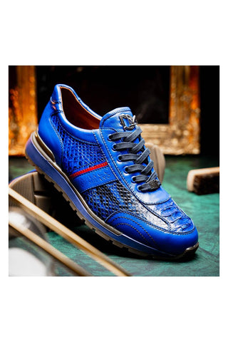 Marco Di Milano Brescia Blue Genuine Snake Skin / Calf-Skin Leather Sneakers (MDM1124)