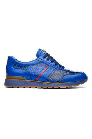 Marco Di Milano Brescia Blue Genuine Snake Skin / Calf-Skin Leather Sneakers (MDM1124)