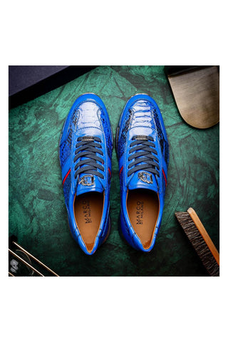 Marco Di Milano Brescia Blue Genuine Snake Skin / Leather Sneakers (MDM1124)