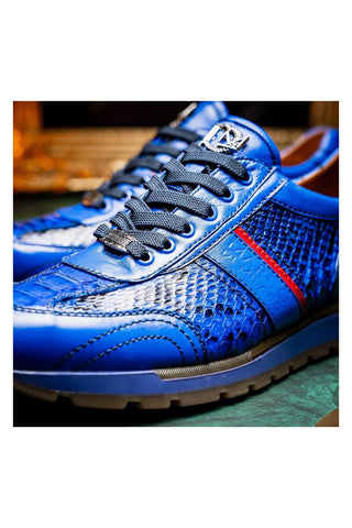 Marco Di Milano Brescia Blue Genuine Snake Skin / Leather Sneakers (MDM1124)