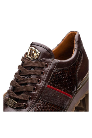 Marco Di Milano Brescia Brown Genuine Snake Skin / Calf-Skin Leather Sneakers (MDM1124)