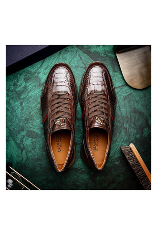 Marco Di Milano Brescia Brown Genuine Snake Skin / Leather Sneakers (MDM1124)