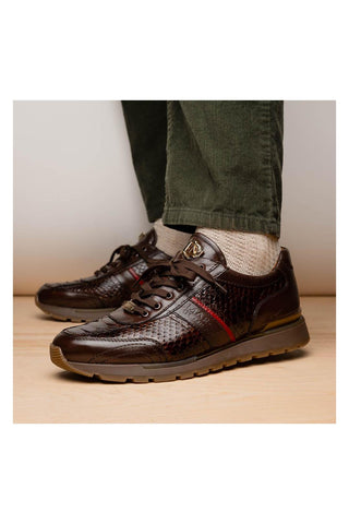 Marco Di Milano Brescia Brown Genuine Snake Skin / Leather Sneakers (MDM1124)