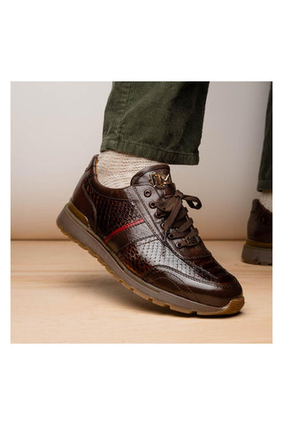 Marco Di Milano Brescia Brown Genuine Snake Skin / Leather Sneakers (MDM1124)