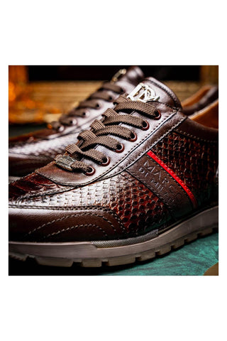 Marco Di Milano Brescia Brown Genuine Snake Skin / Leather Sneakers (MDM1124)