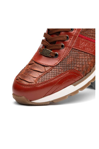 Marco Di Milano Brescia Cognac Genuine Snake Skin / Calf-Skin Leather Sneakers (MDM1124)