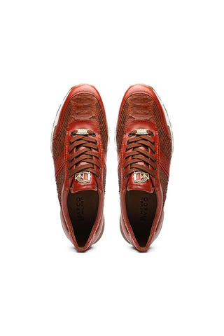 Marco Di Milano Brescia Cognac Genuine Snake Skin / Calf-Skin Leather Sneakers (MDM1124)