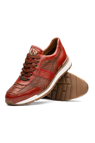 Marco Di Milano Brescia Cognac Genuine Snake Skin / Leather Sneakers (MDM1124)