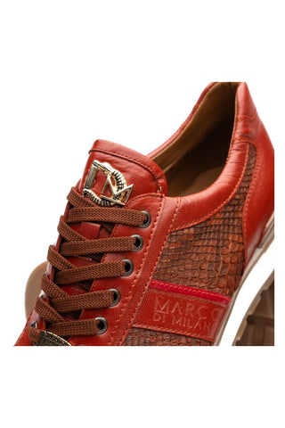 Marco Di Milano Brescia Cognac Genuine Snake Skin / Leather Sneakers (MDM1124)