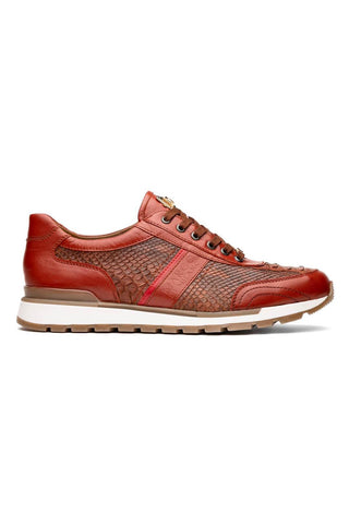Marco Di Milano Brescia Cognac Genuine Snake Skin / Leather Sneakers (MDM1124)