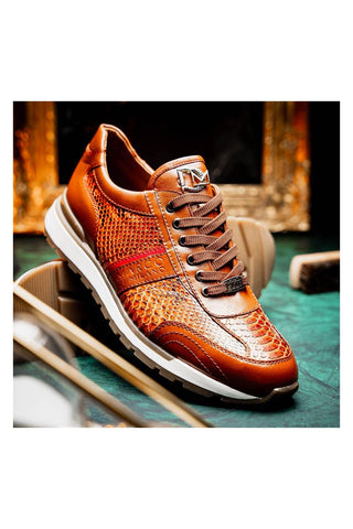 Marco Di Milano Brescia Honey Genuine Snake Skin / Calf-Skin Leather Sneakers (MDM1124)
