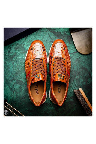 Marco Di Milano Brescia Honey Genuine Snake Skin / Leather Sneakers (MDM1124)