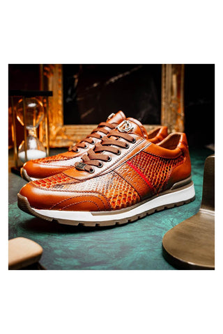 Marco Di Milano Brescia Honey Genuine Snake Skin / Leather Sneakers (MDM1124)
