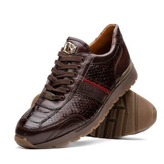 Marco Di Milano Brescia Men's Shoes Genuine Snake Skin / Calf-Skin Leather Sneakers (MDM1124)-AmbrogioShoes