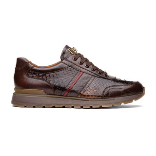 Marco Di Milano Brescia Shoes Brown Genuine Snake Skin & Italian Calf Men's Sneakers (MDM1120)-AmbrogioShoes