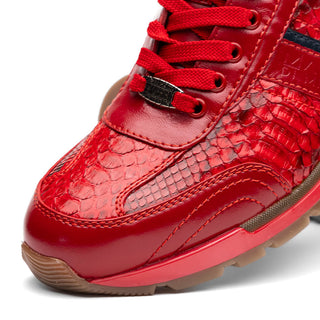 Marco Di Milano Brescia Shoes Red Genuine Snake Skin & Italian Calf Men's Sneakers (MDM1123)-AmbrogioShoes